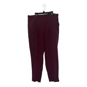 White House Black Market Burgundy Ankle Cropped Pants, pull on slim size 12 EUC